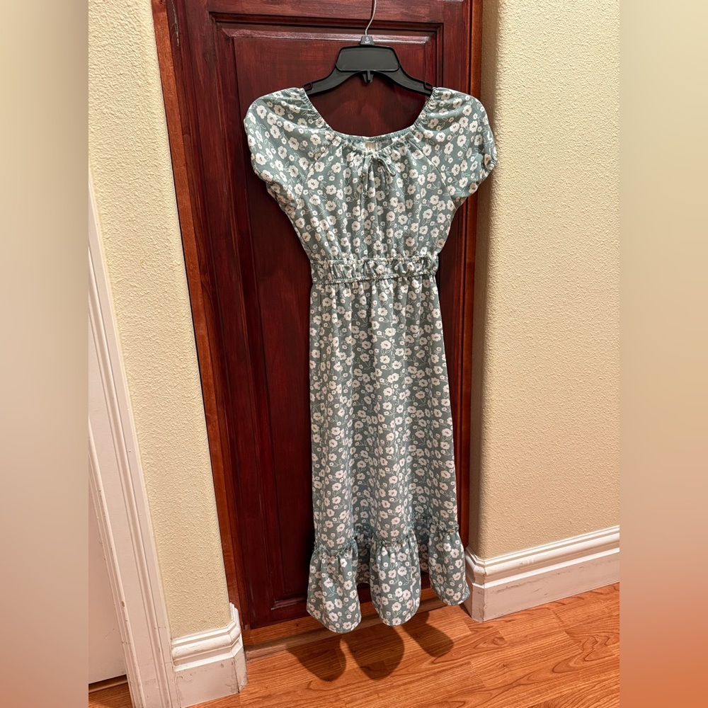 Floral Print Pastel Green Dress